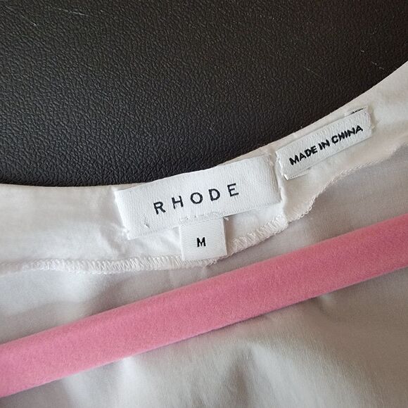 RHODE Dress Size Med White Nisha Puff-Sleeve Cotton Poplin Pockets Unlin… - Picture 5 of 16